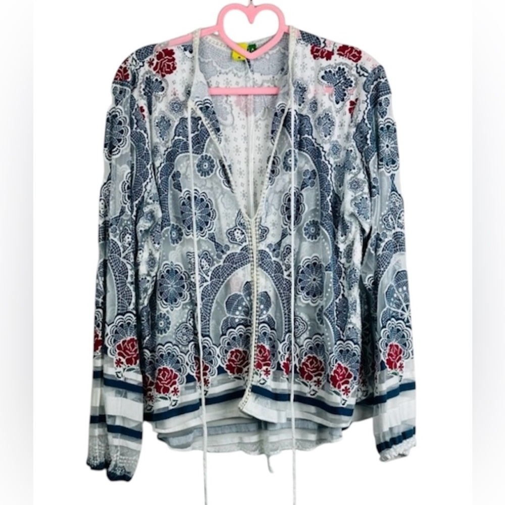 FARM Rio Blue and Red Patterned Blouse - Picture 2 of 15
